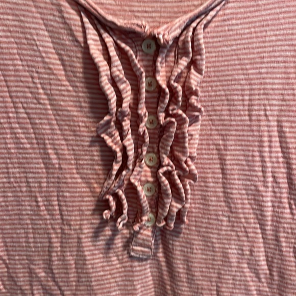 Old Navy XS Pink Striped Ruffle Shirt - Picture 2 of 5